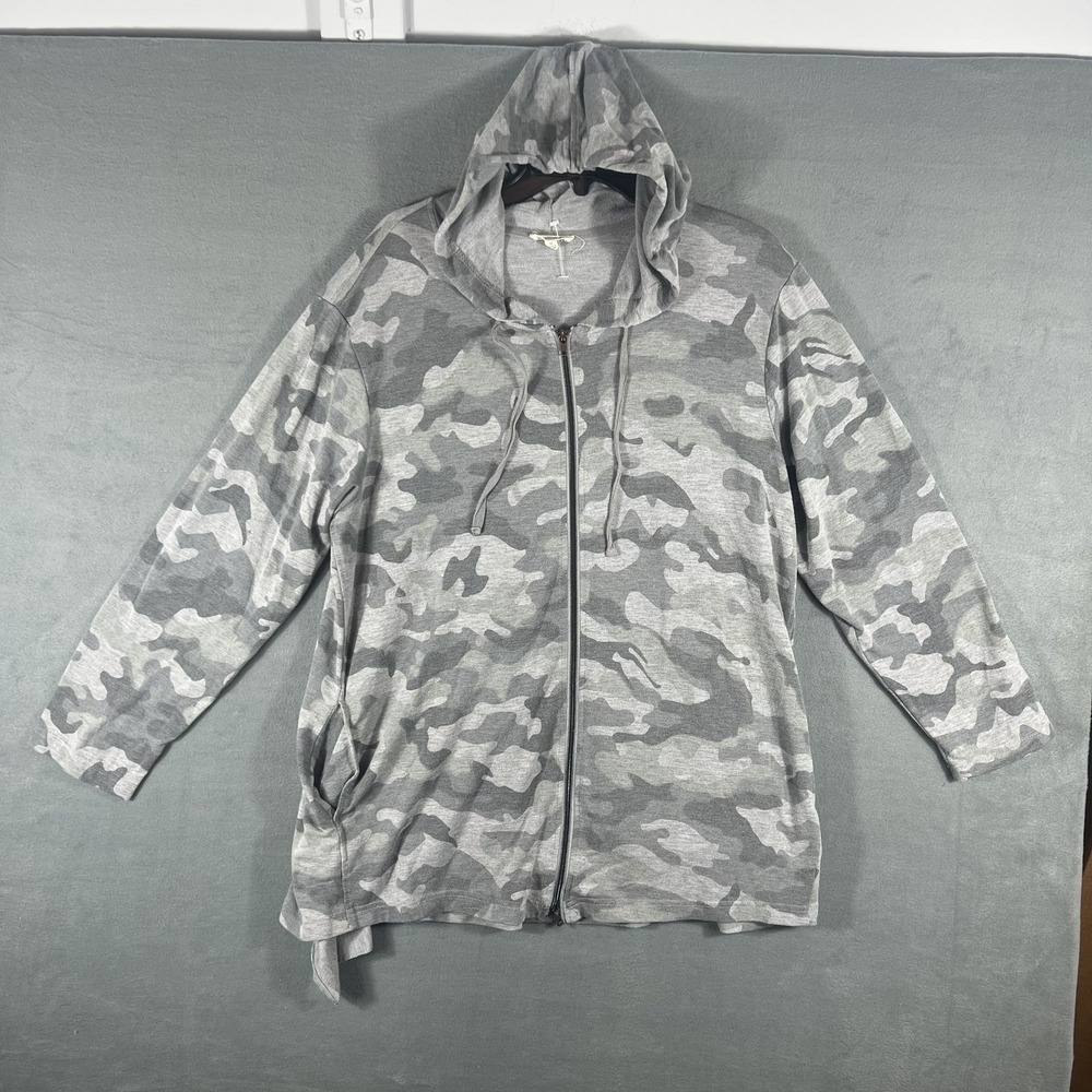 Jane‎ and Delancey Women's 2X Gray Camo Full Zip Hoodie Sweatshirt Activewear